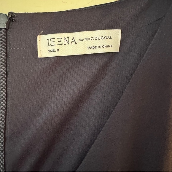 Mac Duggal Navy Blue Long Sleeve Ruched V Neck Gown Style #26573 - Picture 7 of 12